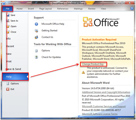how to activate microsoft office 2010